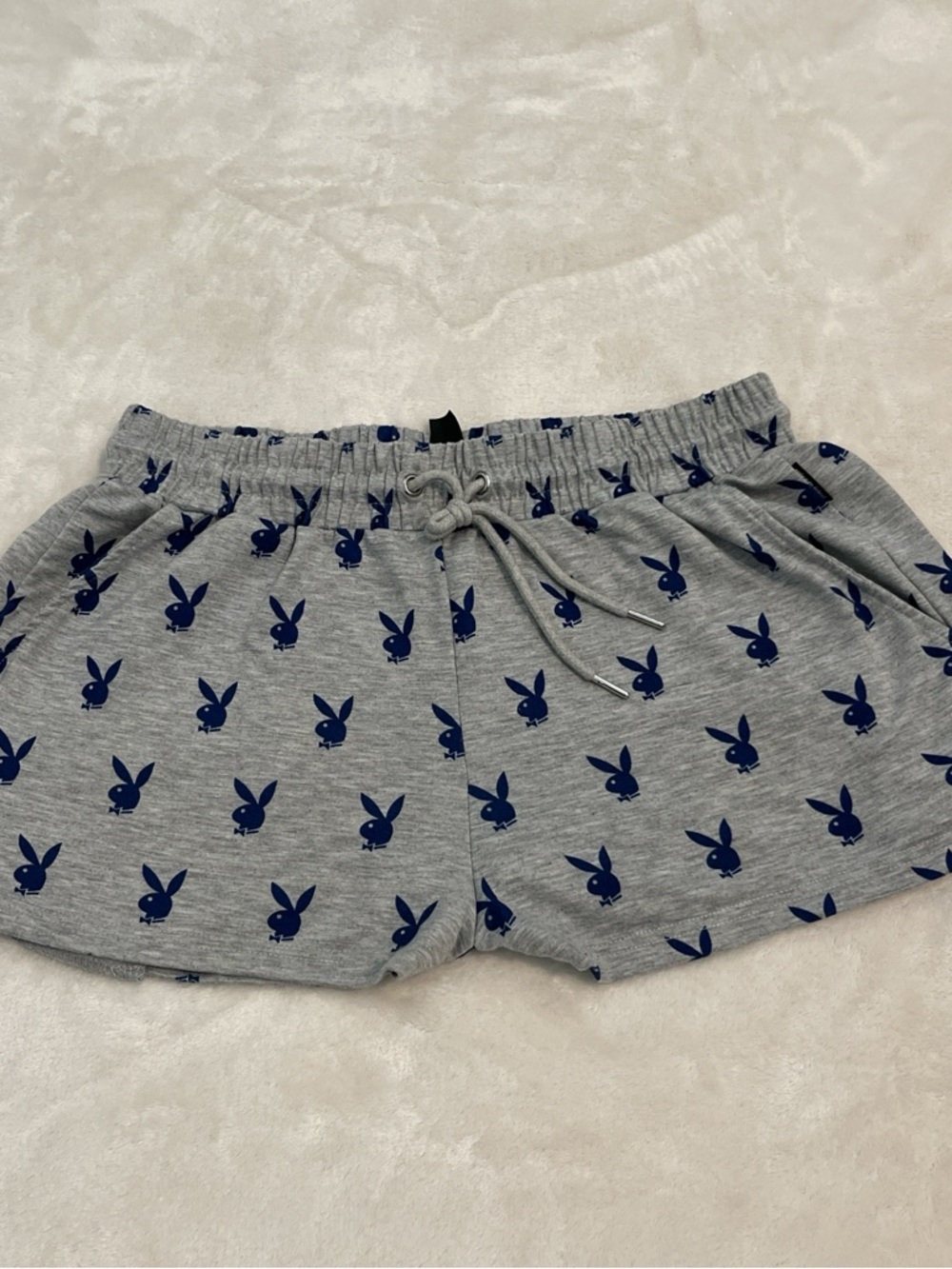 PLAYBOY Grey Shorts with Navy Bunny Print